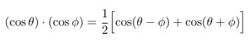 product of two cosines is average of cosines of the sum and difference of the two original ones' arguments